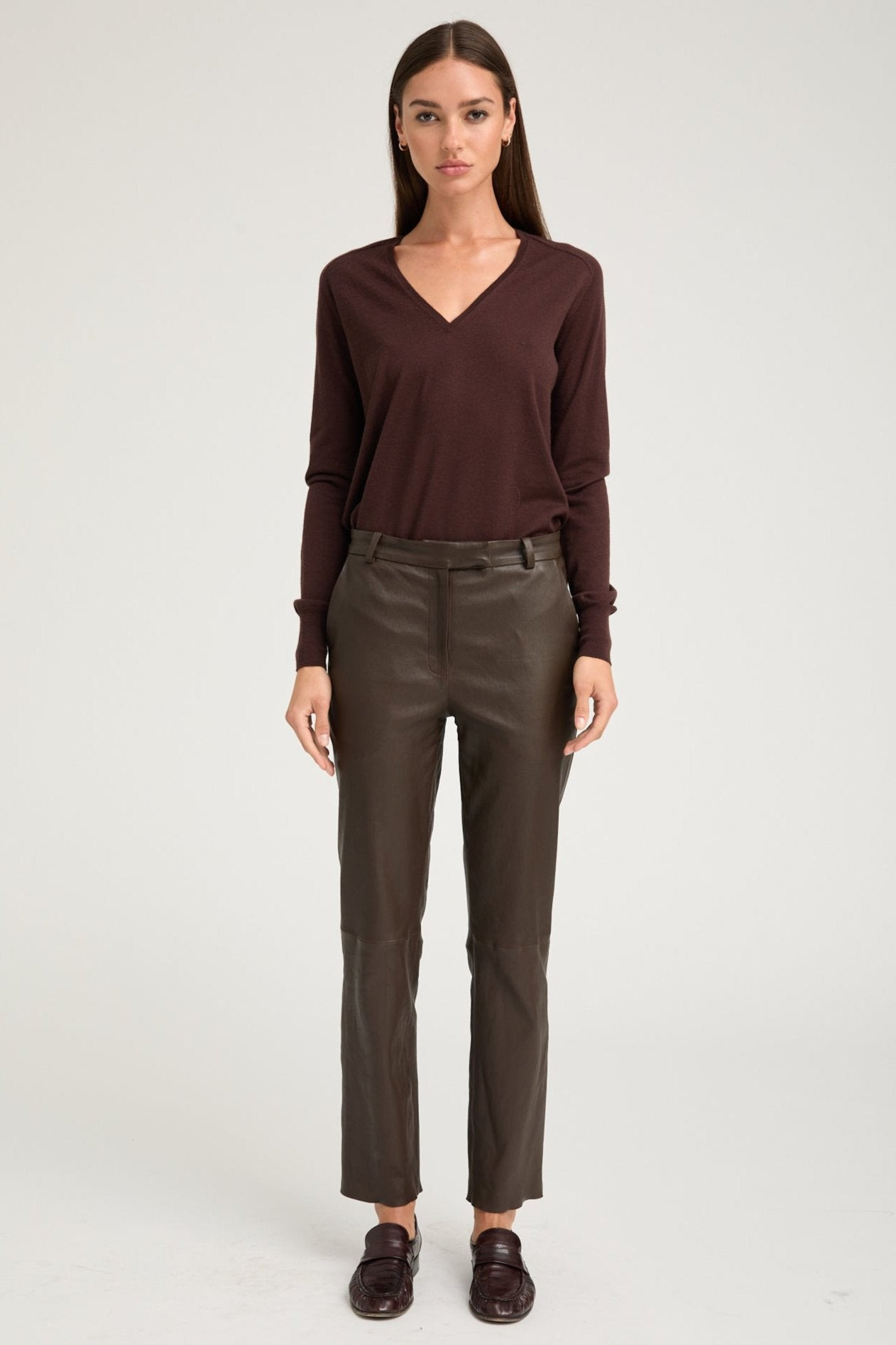 AMERICANO LEATHER SOPHIA CIGARETTE TROUSERS - 3