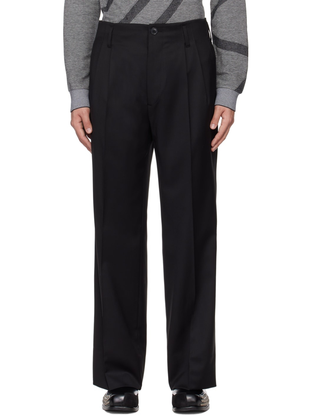 Black Creased Trousers - 1