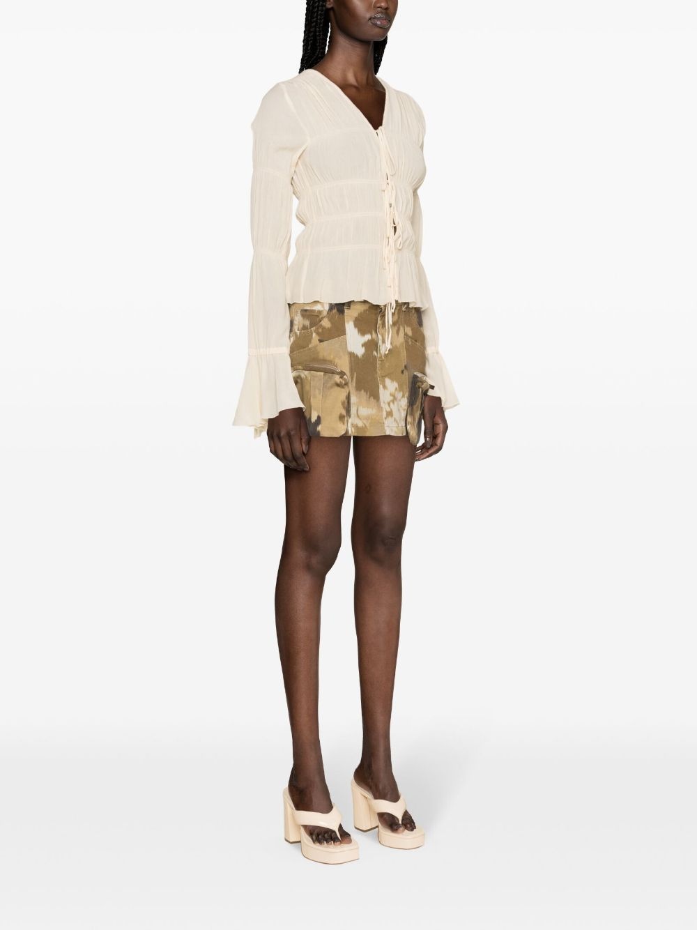 semi-sheer tiered blouse - 3