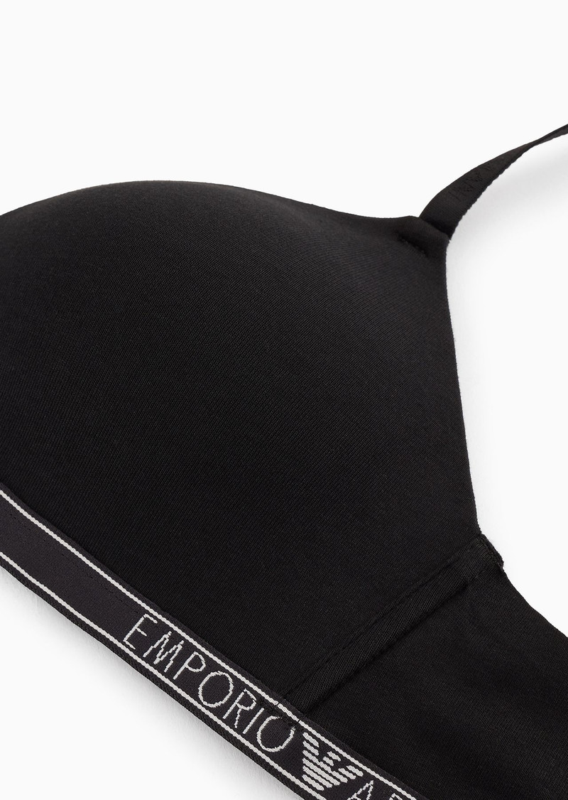EMPORIO ARMANI ASV Essential logo organic-cotton padded triangle bra outlook