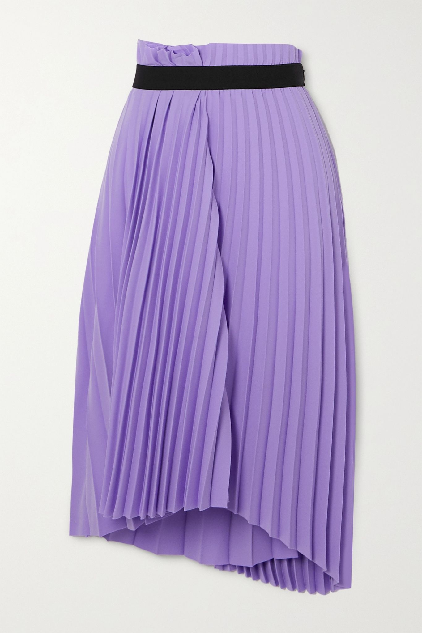 Asymmetric pleated crepe midi skirt - 1