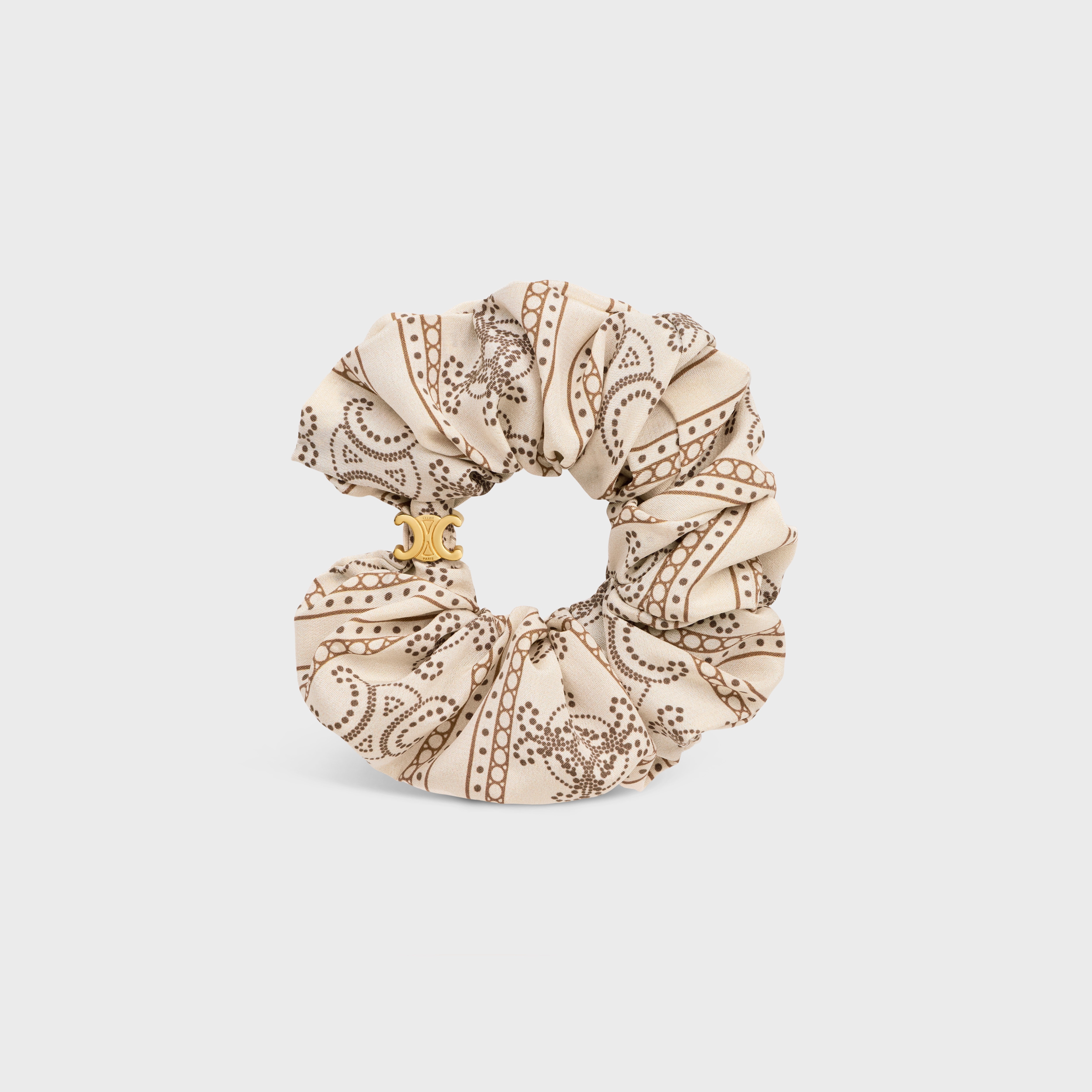 Celine Scrunchy Blason in Silk and Brass with Gold finish - 1