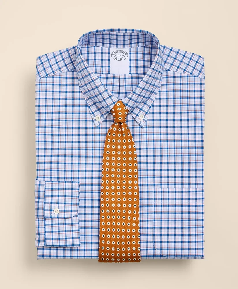 Stretch Supima® Cotton Non-Iron Broadcloth Button-Down Collar Bold Check Dress Shirt - 1