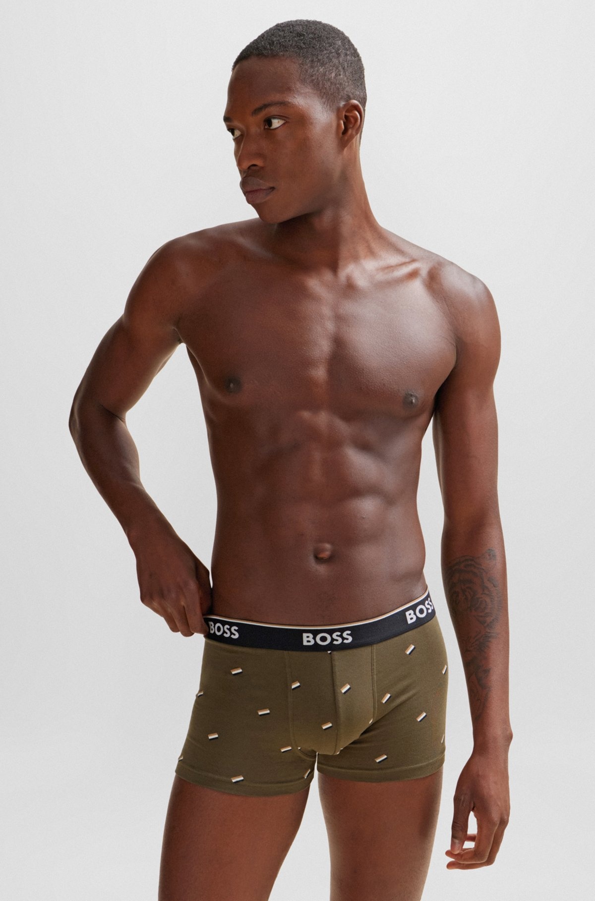 THREE-PACK OF STRETCH-COTTON TRUNKS WITH LOGO WAISTBANDS - 6
