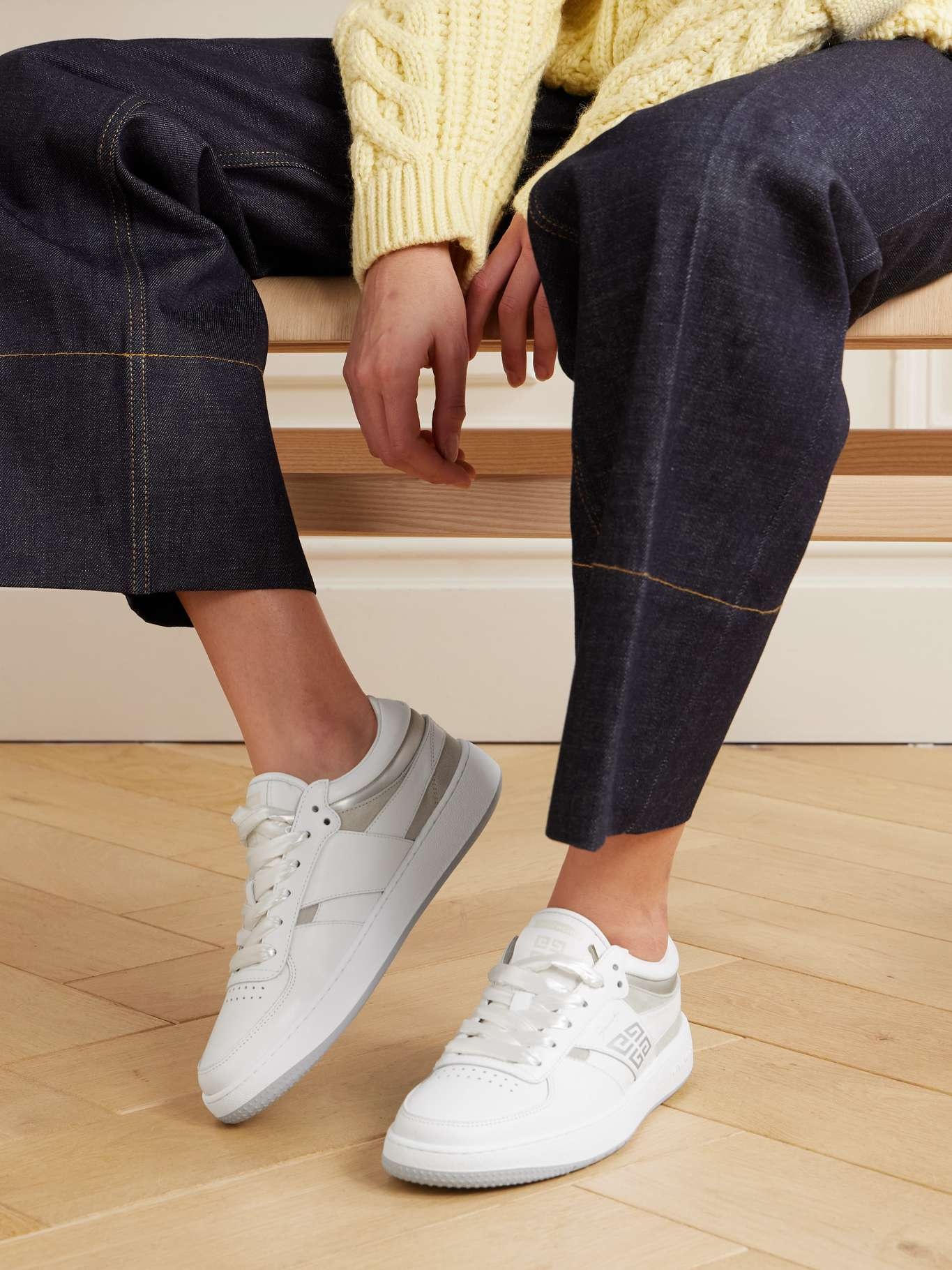 Givenchy G Move suede-trimmed leather sneakers White