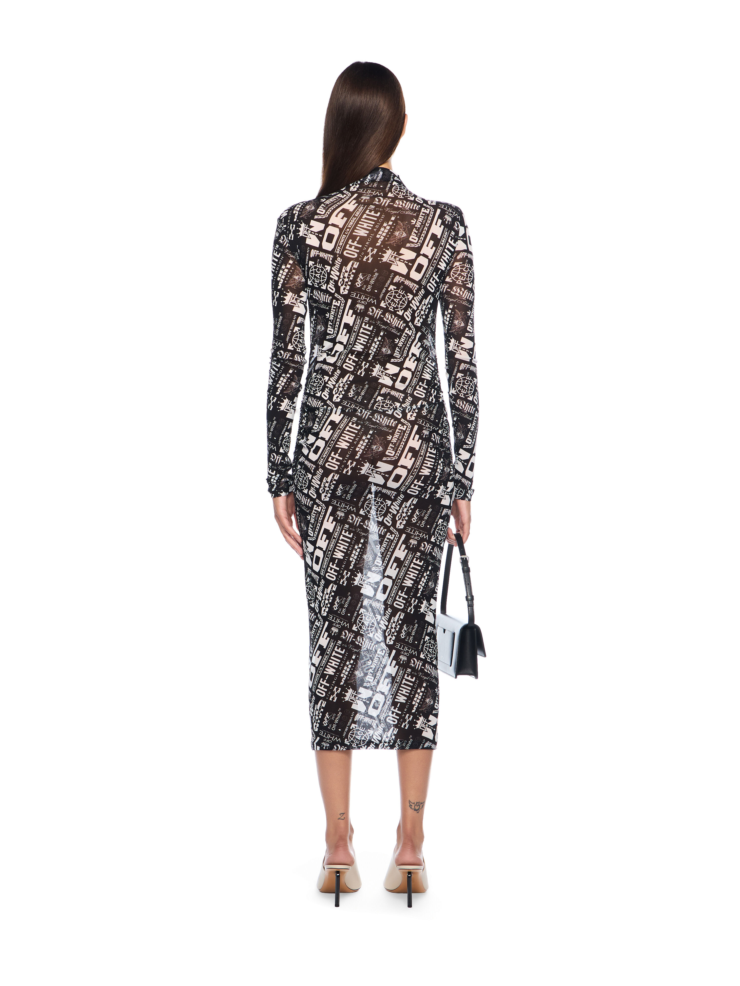 Multilogo Mesh Gather Midi Dress - 4