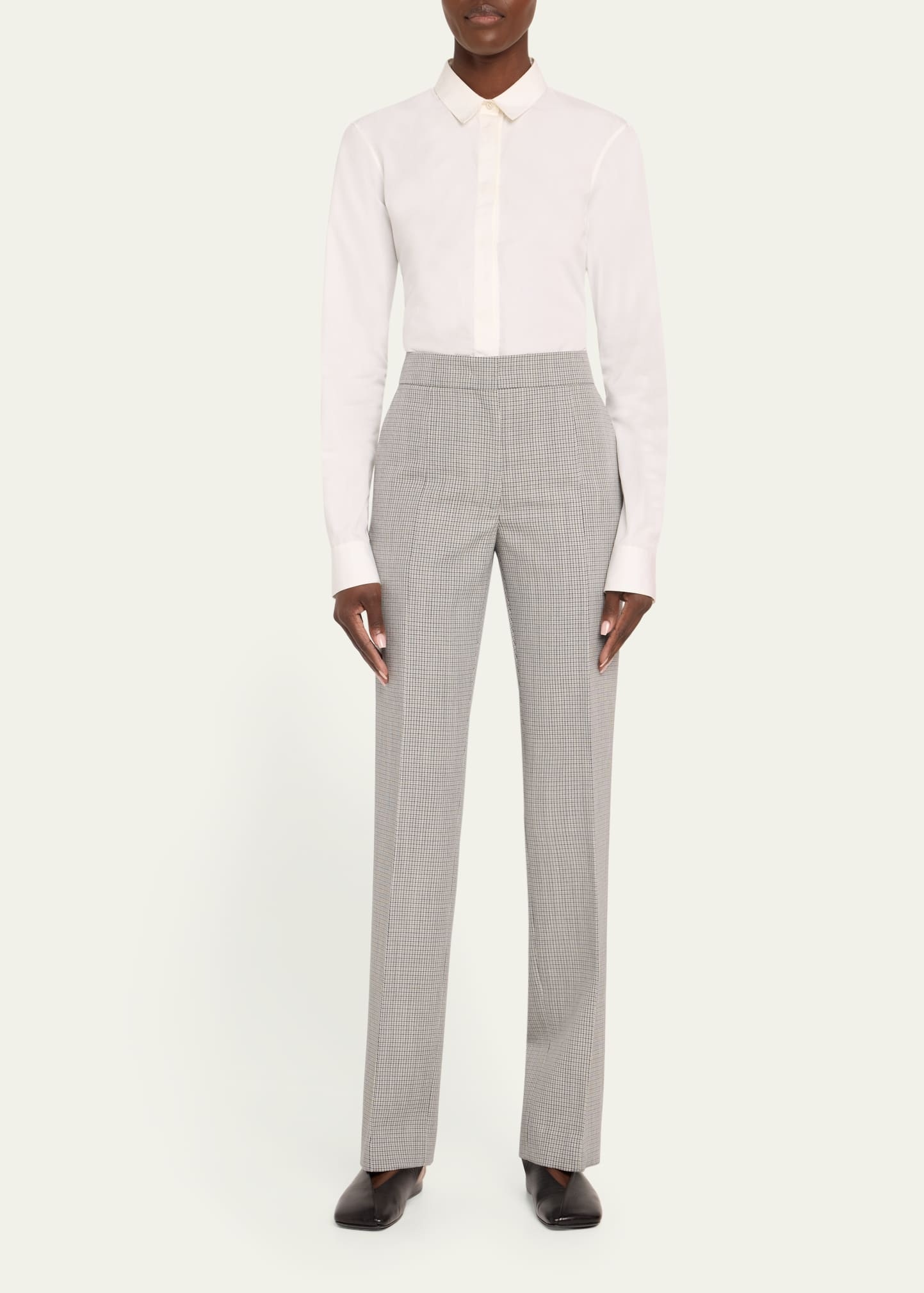 Slit Cuff Wool Check Trousers - 2