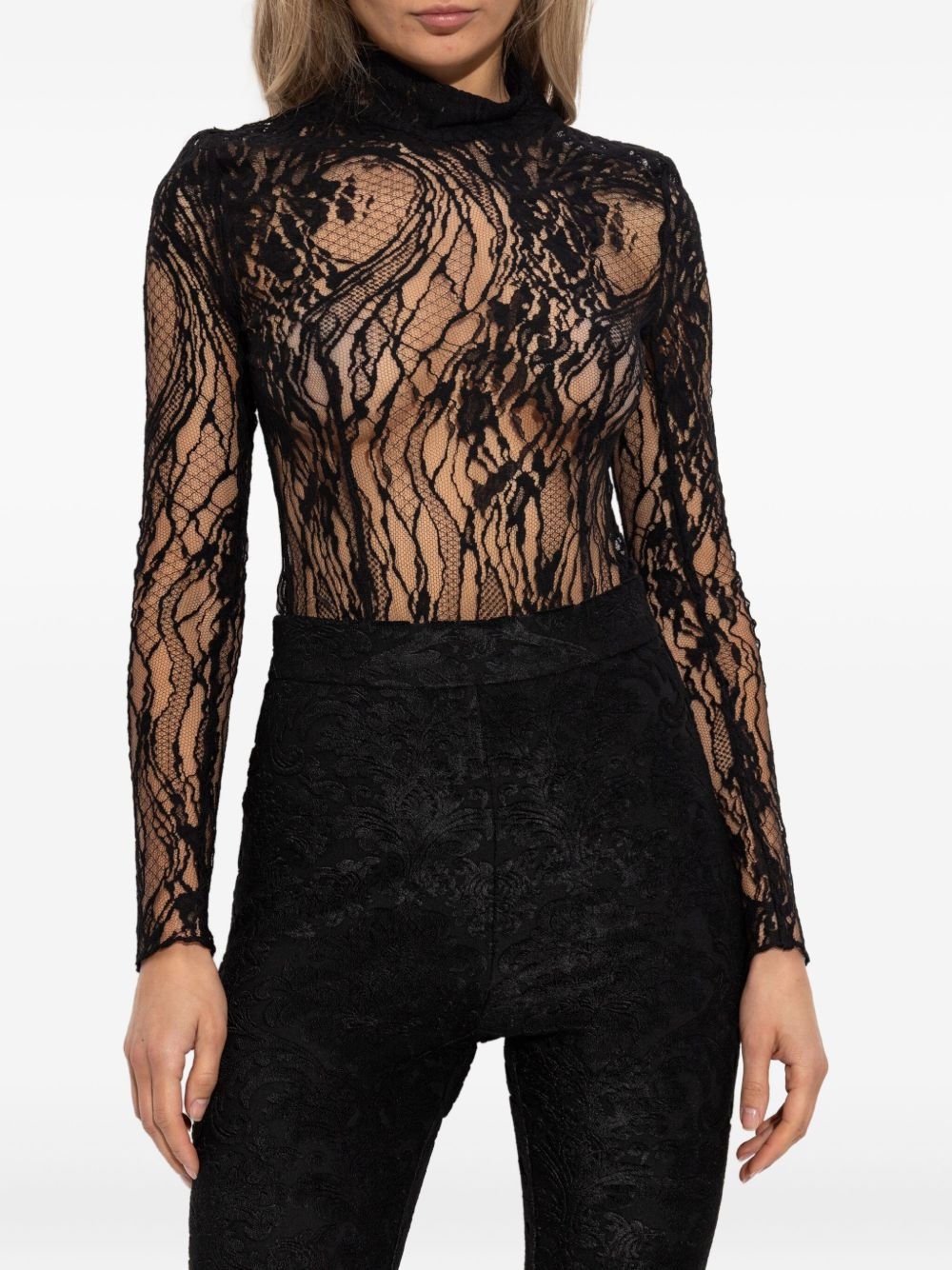 lace high-neck bodysuit - 3