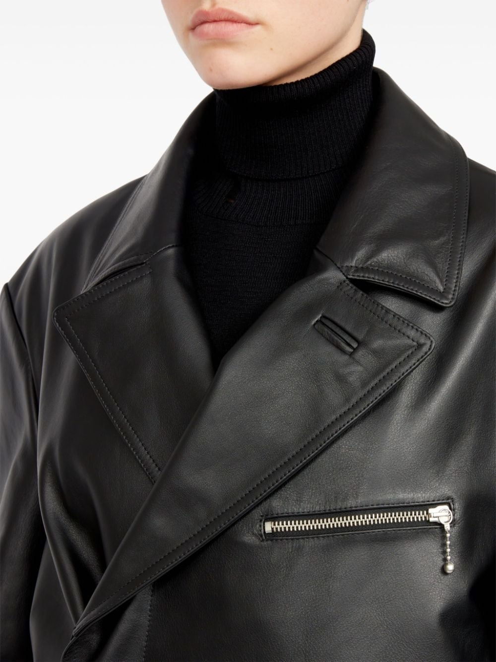 zip-detailing leather jacket - 7