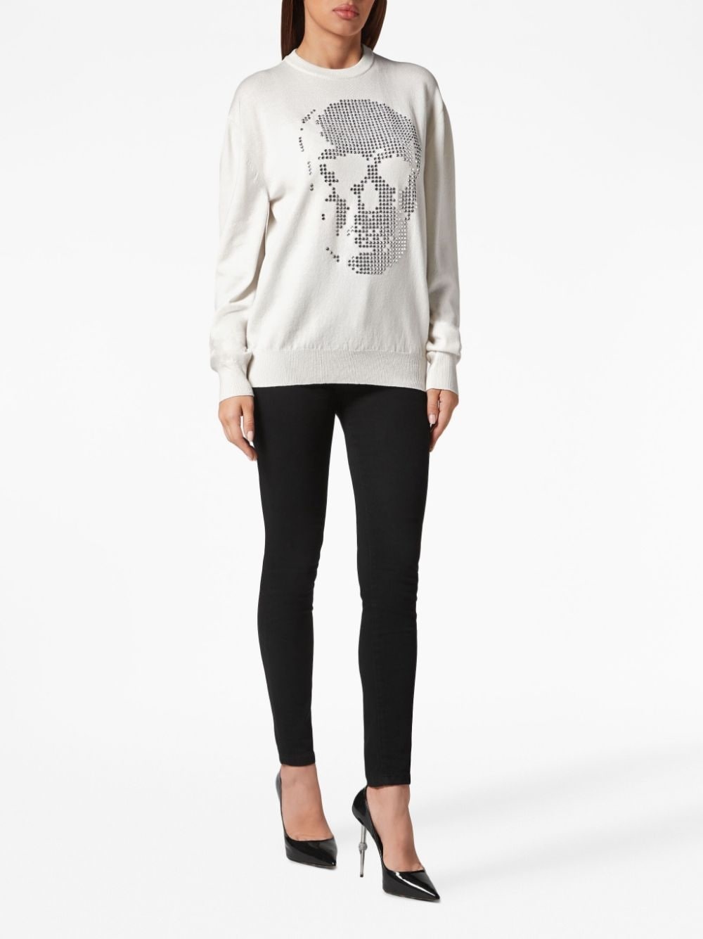 skull-motif crystal-embellished sweatshirt - 2