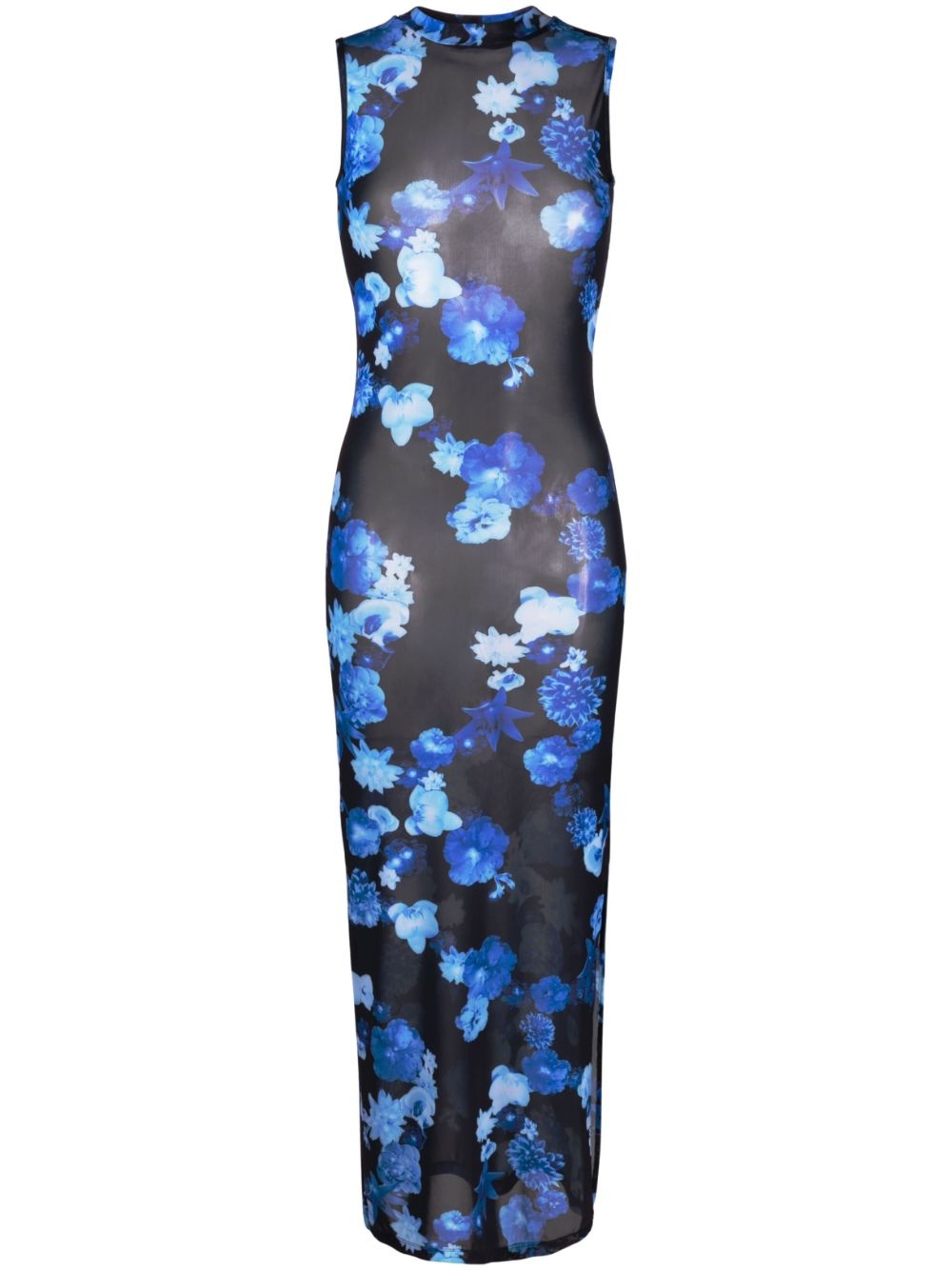 floral-print mesh maxi dress - 1