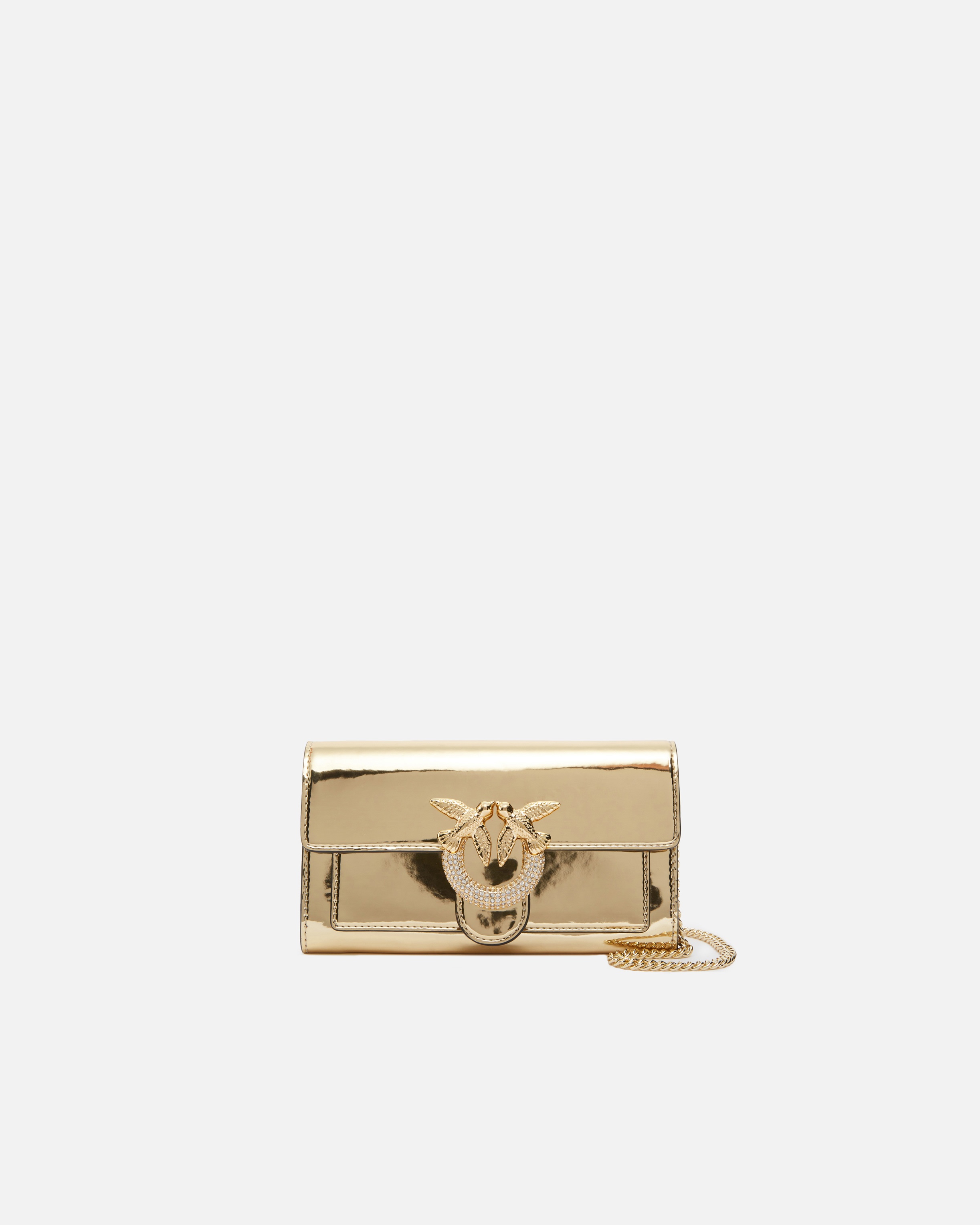 LOVE BAG MIRROR-FINISH WALLET WITH SHOULDER STRAP - 1