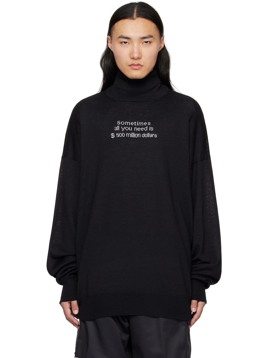 Black '500 Million Dollars' Turtleneck - 1