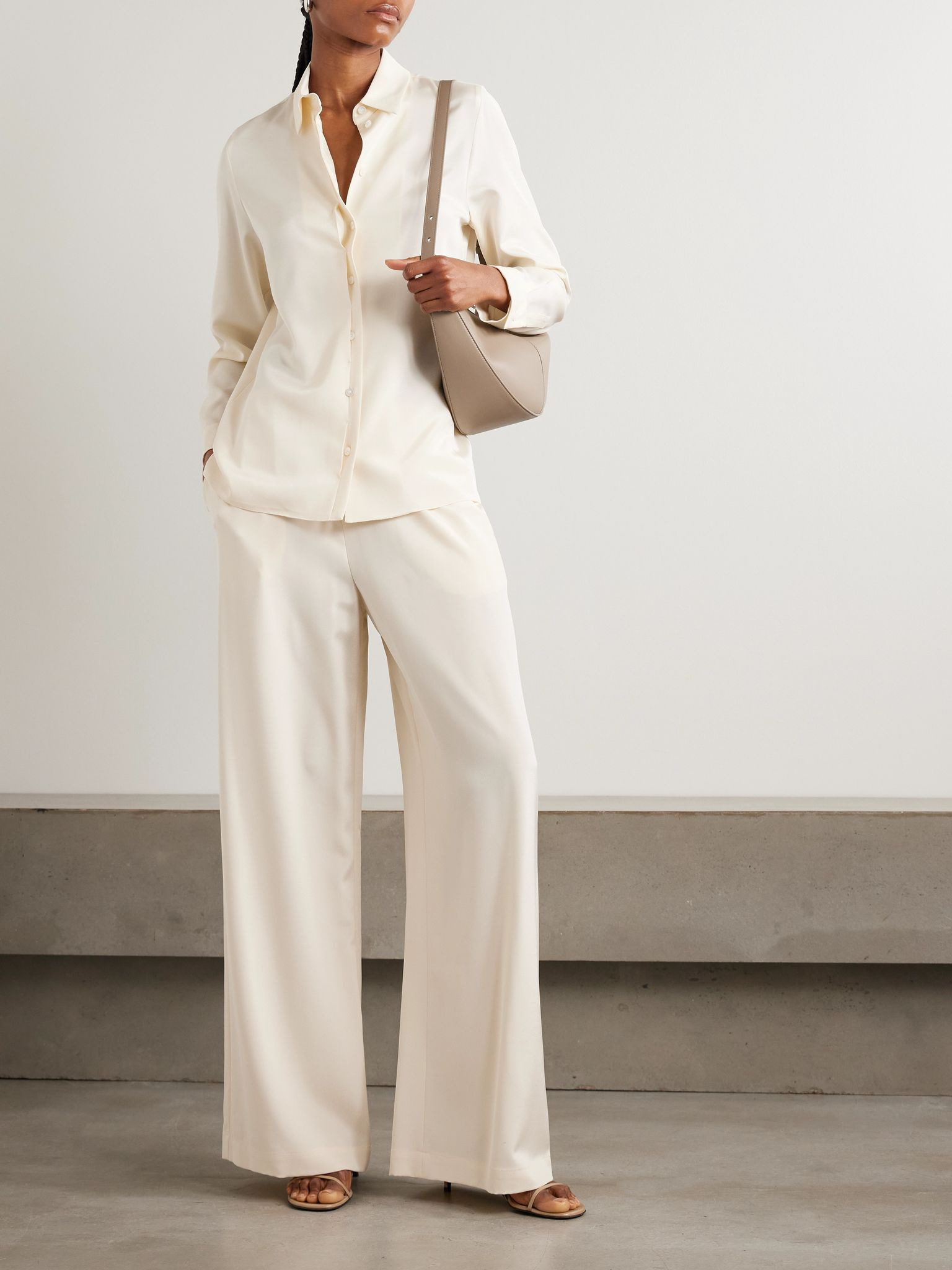 Bonn silk-blend wide-leg pants Ivory - 2