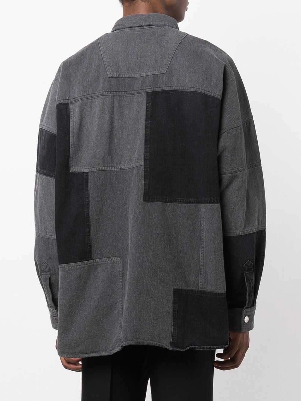 patchwork denim shirt - 4