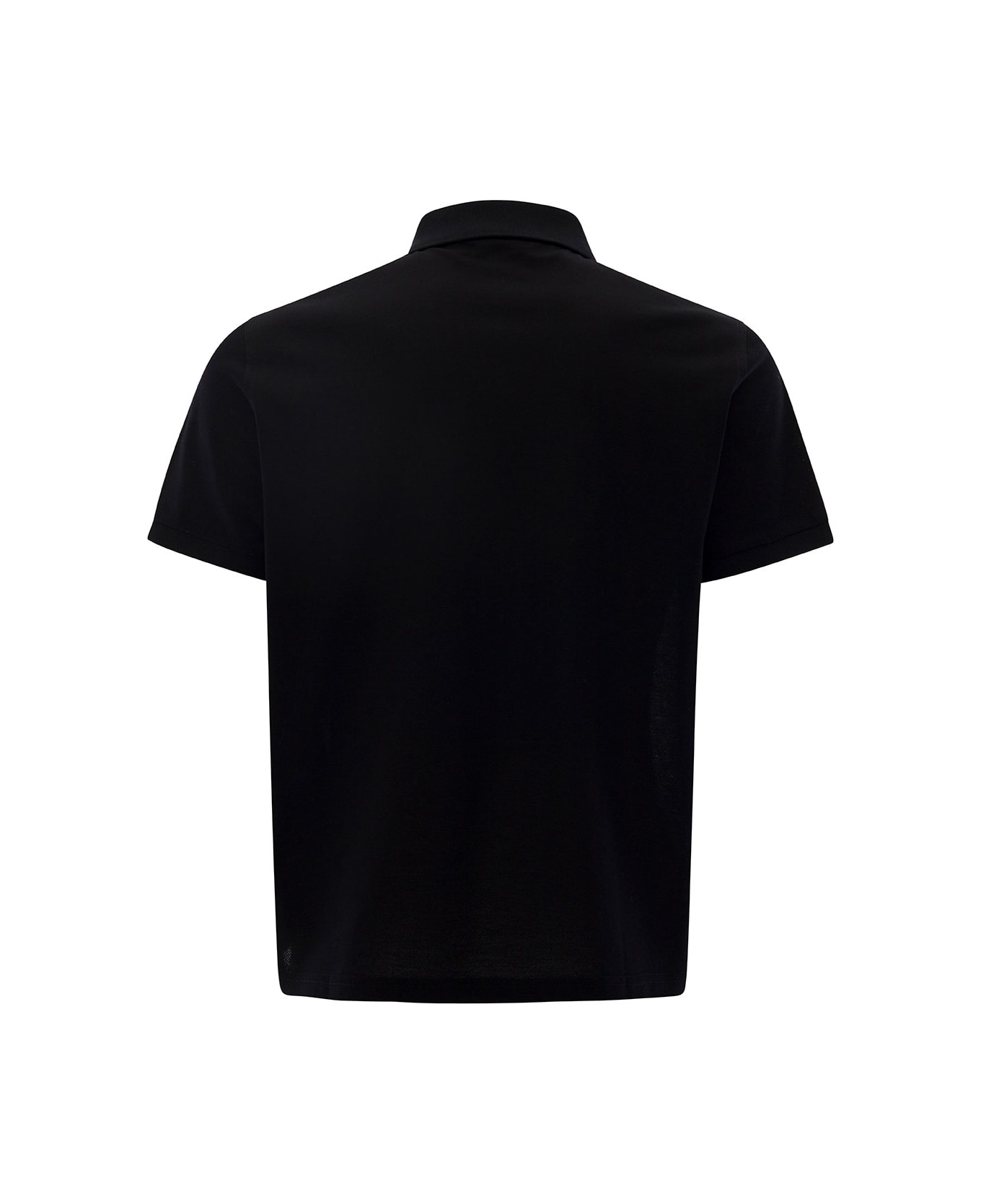 Embroidered Logo Short Sleeved Polo In Black Cotton Man - 2