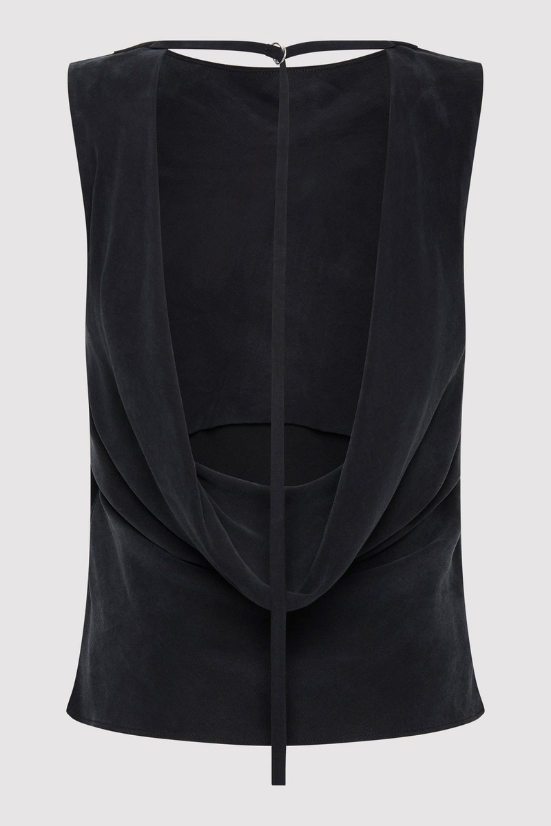 ST. AGNI Draped Cowl Top - Black outlook