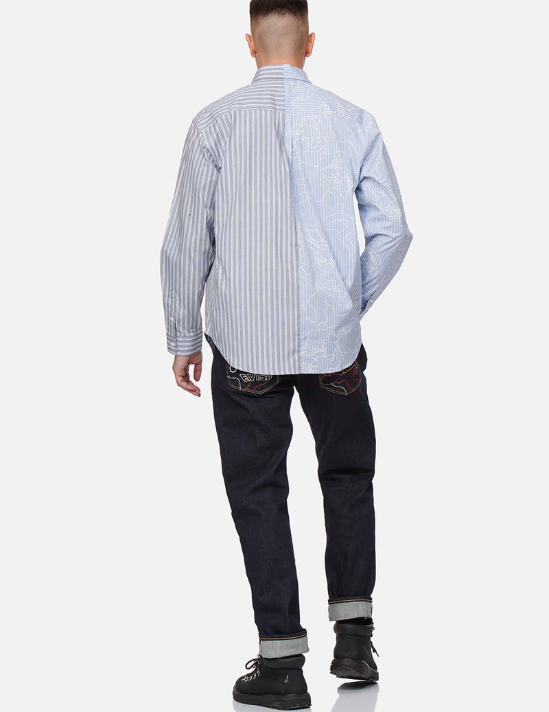 EVISU LINEAR CAMOUFLAGE PRINT TWO-TONE STRIPE SHIRT outlook