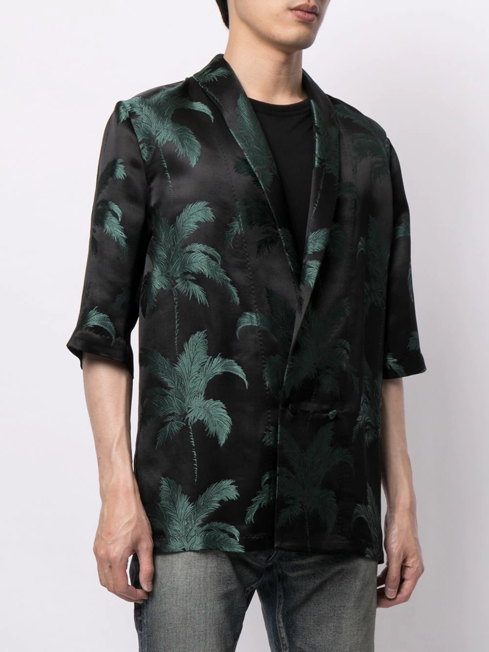 shawl-lapel silk-jacquard shirt - 3