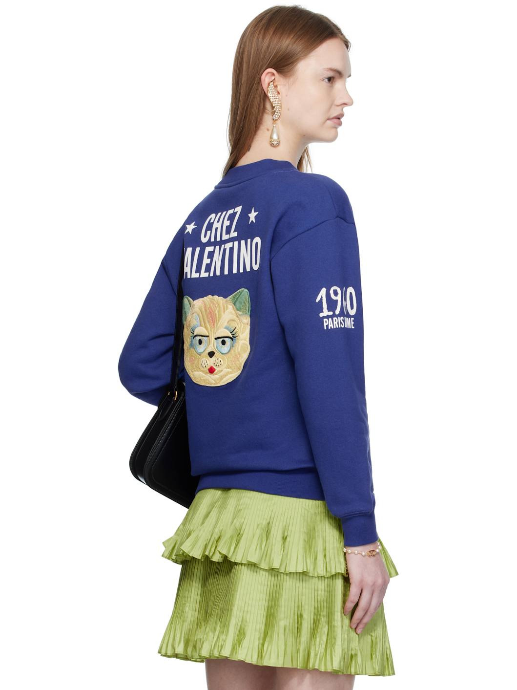 Blue Embroidered Cotton Sweatshirt - 3