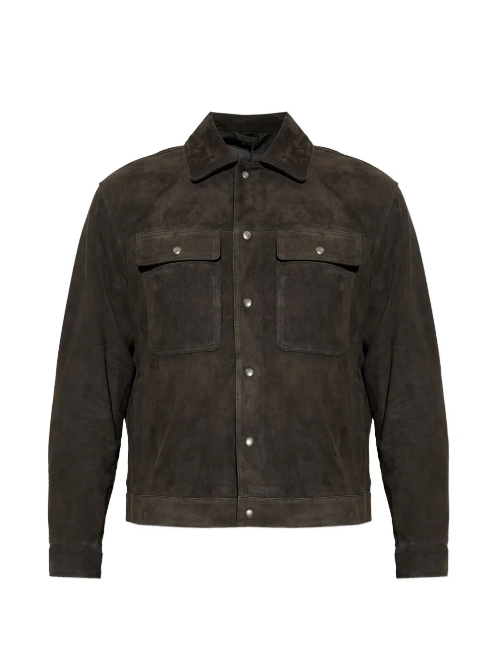 buttoned pocketed leather jacket - 1