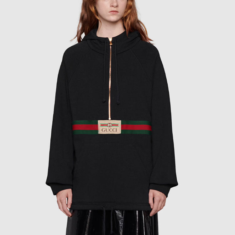 (WMNS) GUCCI Web with vintage Gucci Logo Sweatshirt 'Ink Blue' 644656-XJC3W-4440 - 3