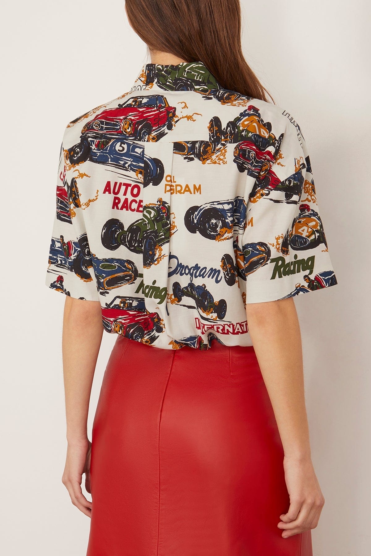 sacai Car Race / Tropical Print Shirt in Ivory | REVERSIBLE