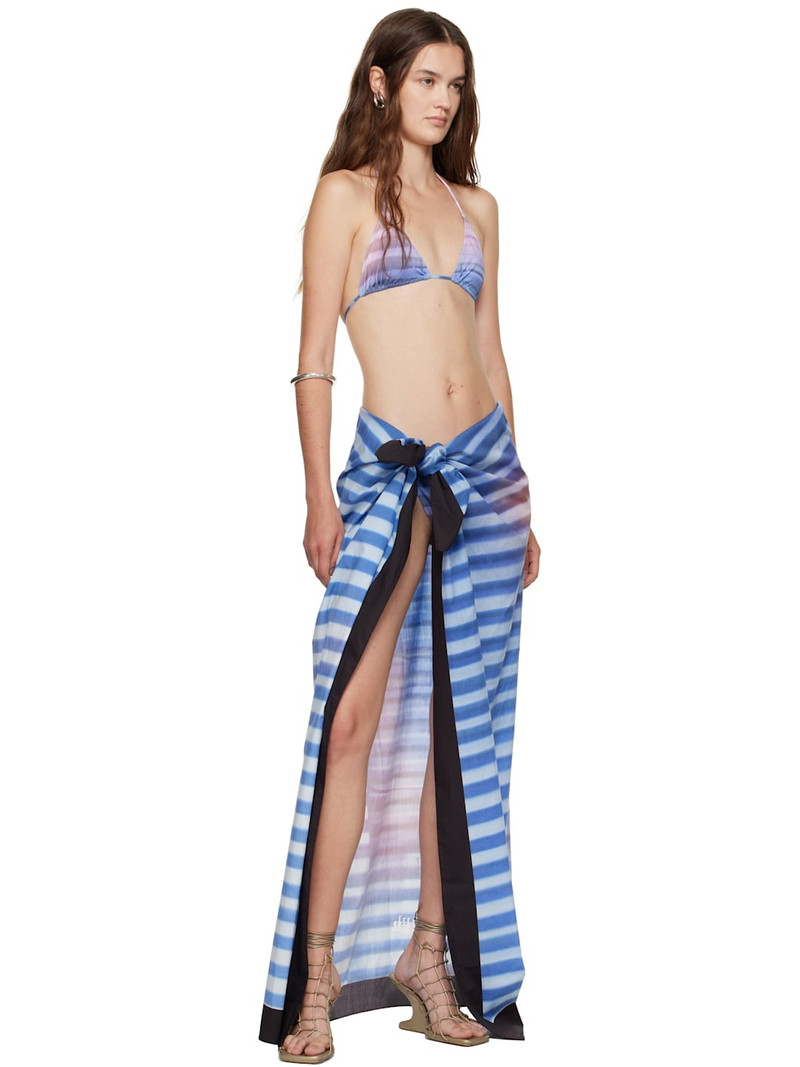 Jean Paul Gaultier Blue Pareo Printed Air Cover-up Skirt outlook