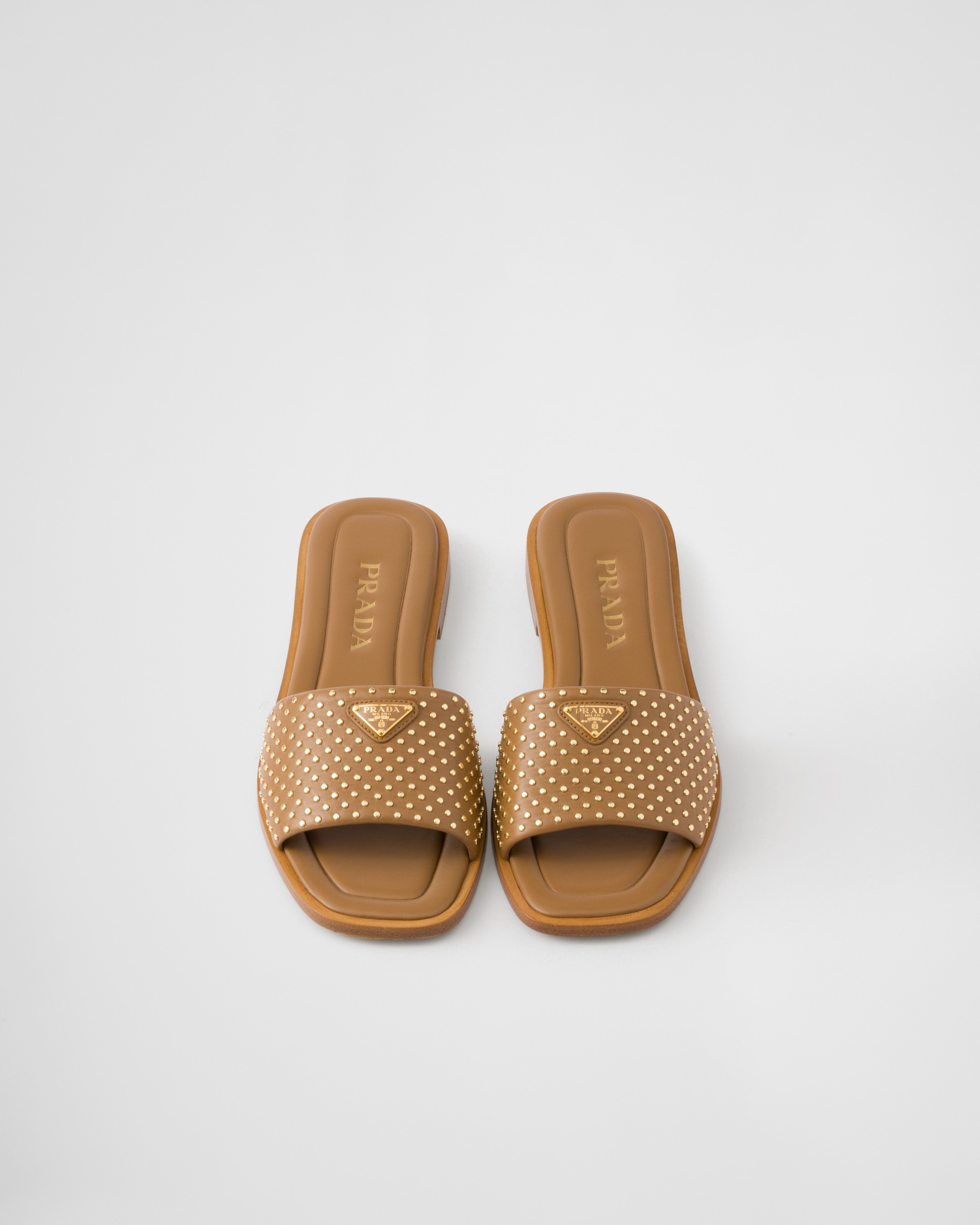 Nappa leather slides with studs - 3