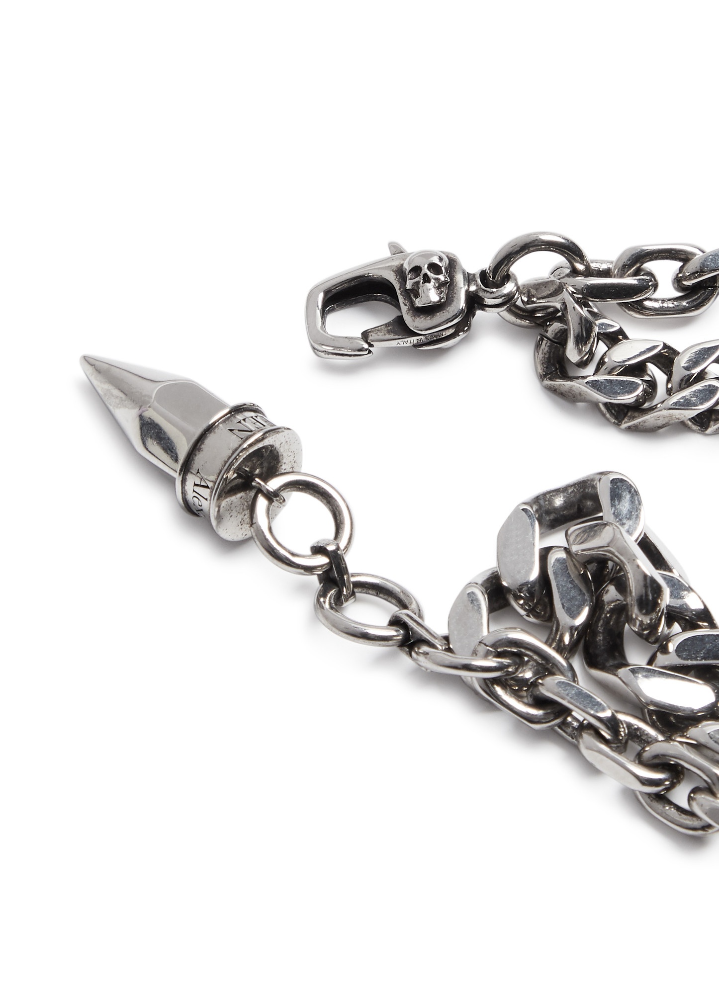 Skull embellished double chain bracelet - 4