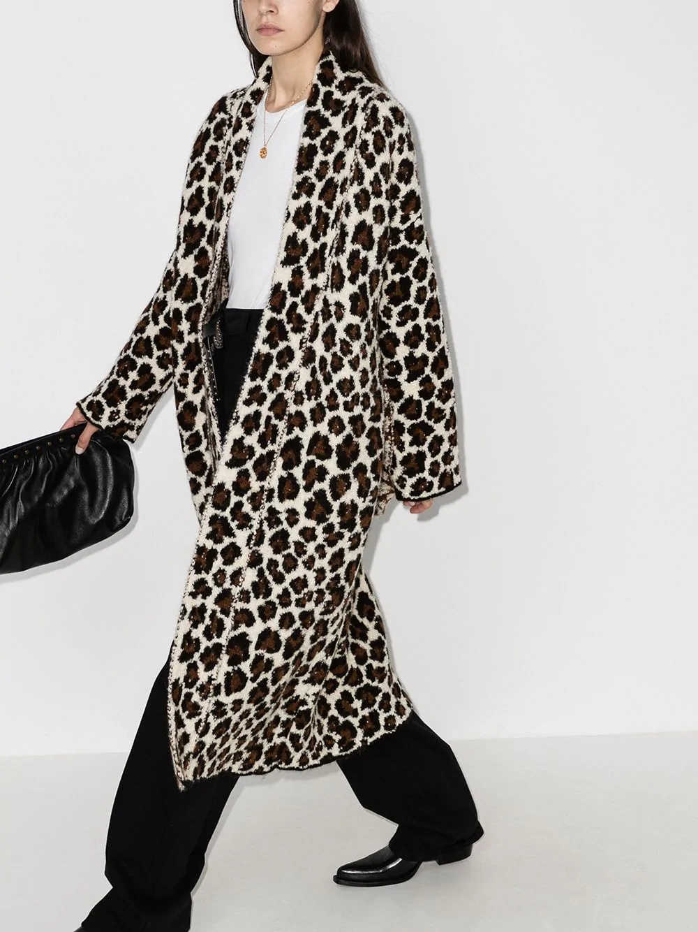 leopard bouclé wrap coat - 2