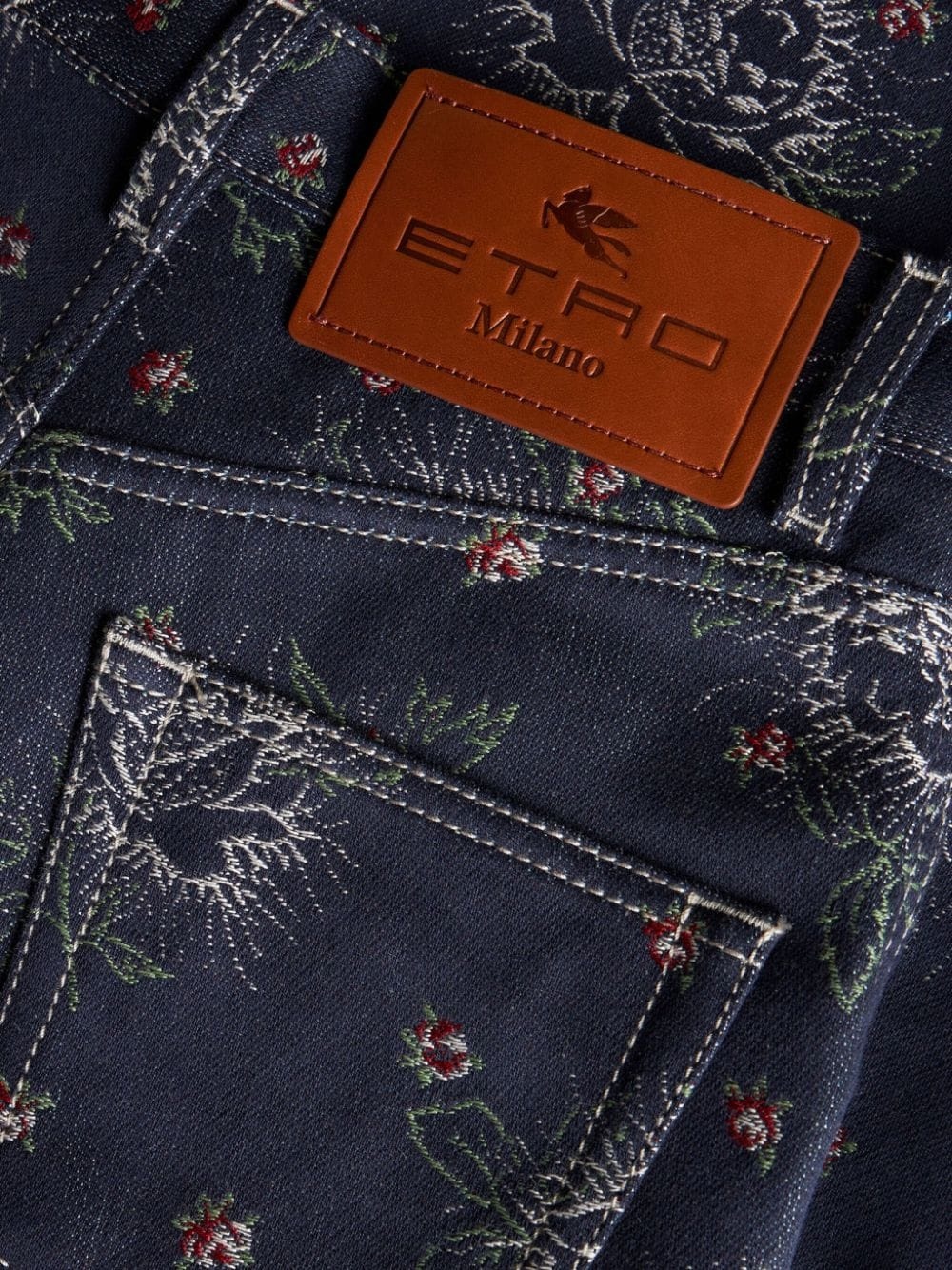floral-jacquard flared jeans - 6