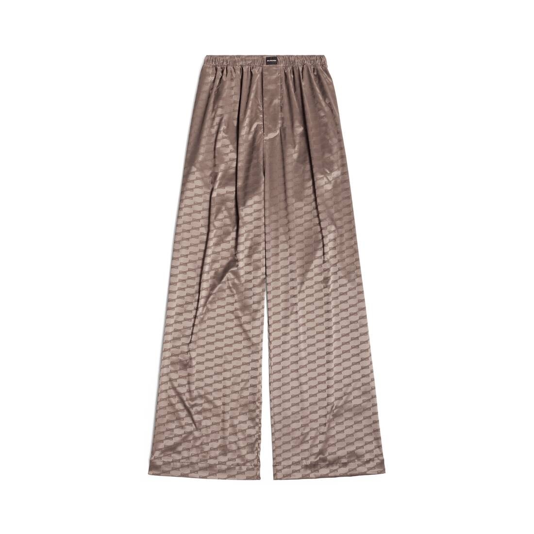 Women's Bb Monogram Loose Pyjama Pants in Dark Beige - 1