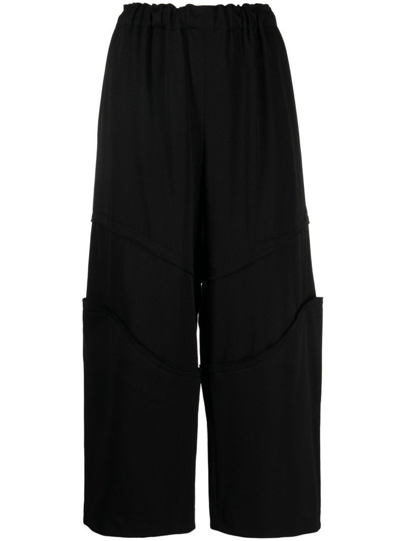 elastic-waist cropped wool trousers 1
