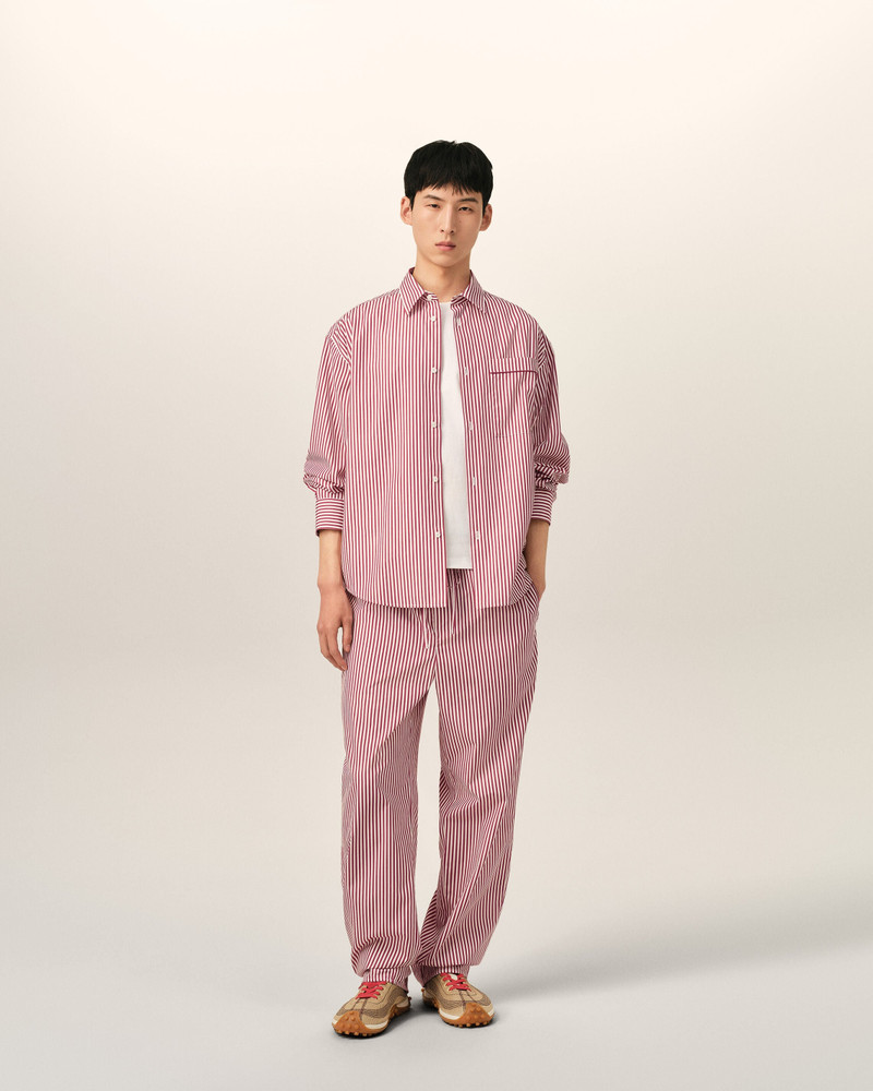 RED BOXY STRIPED COTTON SHIRT 3