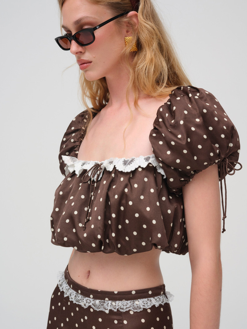 For Love & Lemons Chocolate Dot Top outlook