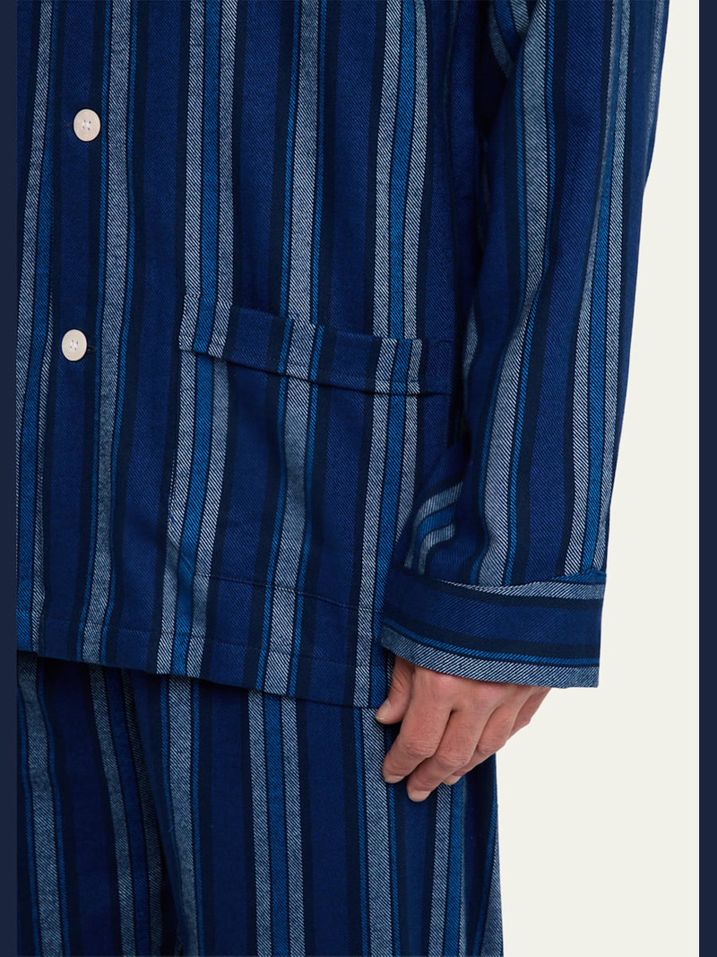 Derek Rose Men's Kleburn Stripe Flannel Long Pajama Set outlook