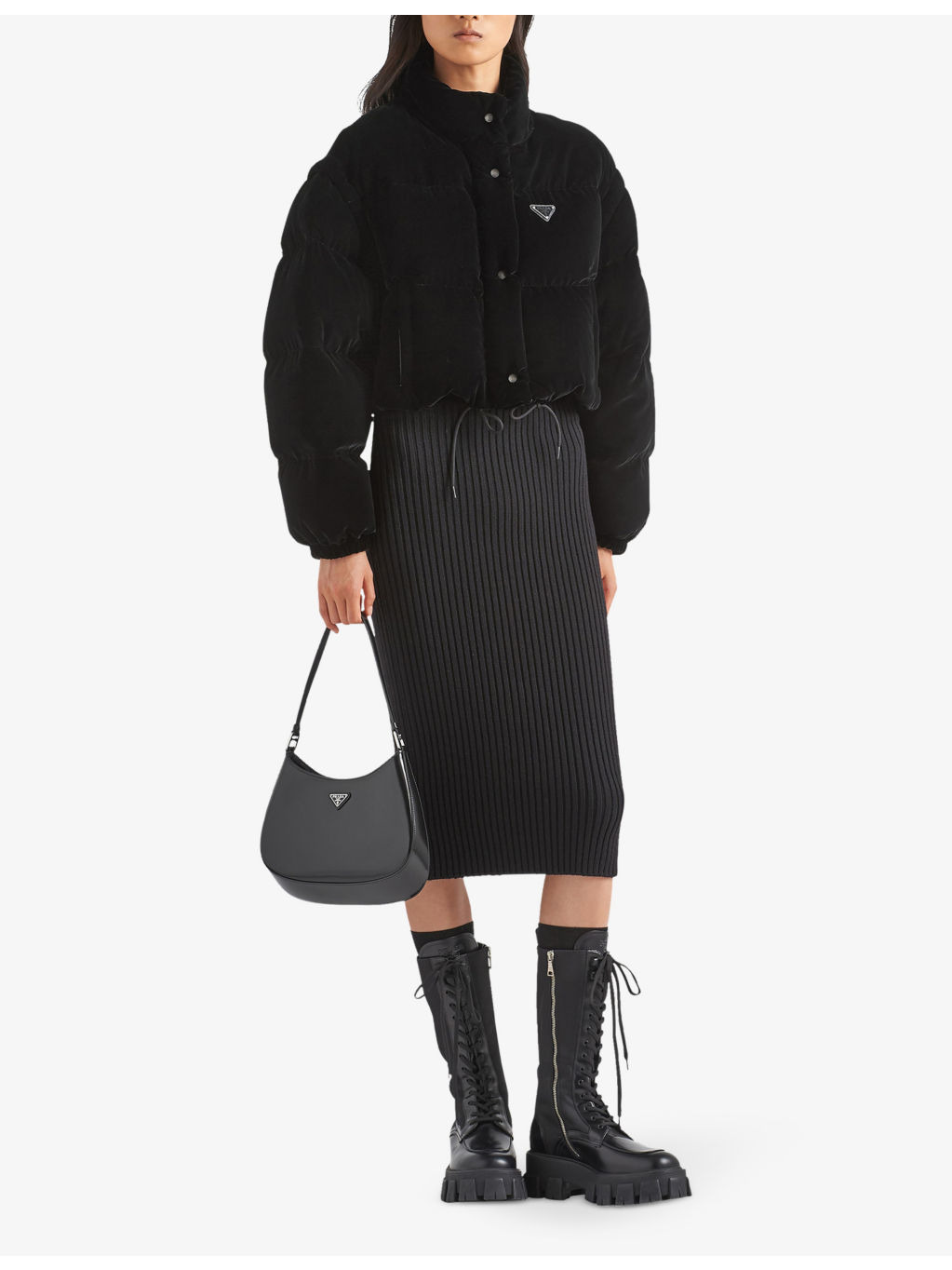 Convertible cropped velvet-down jacket - 2