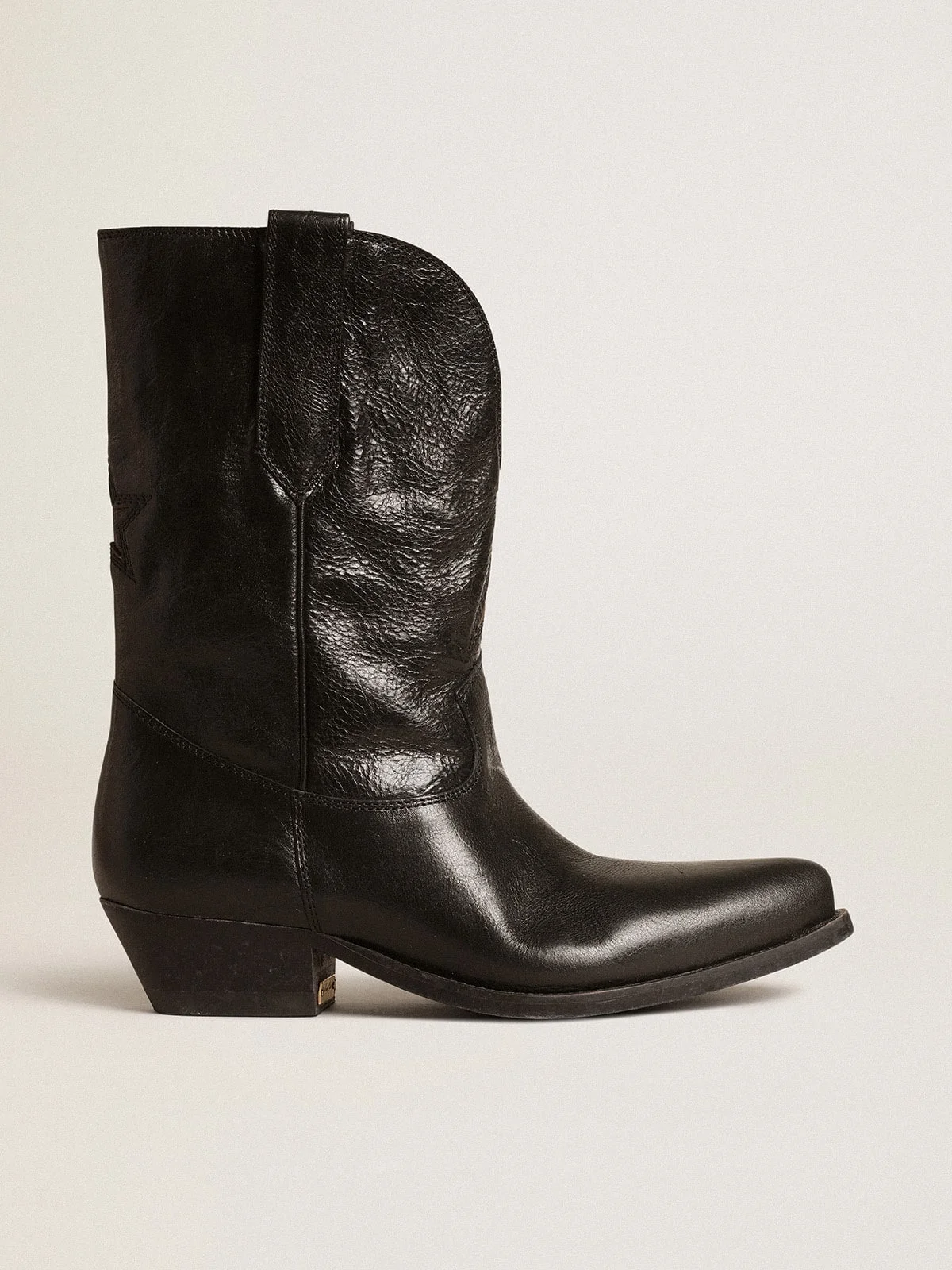 Low Wish Star boots in black leather with black star - 1