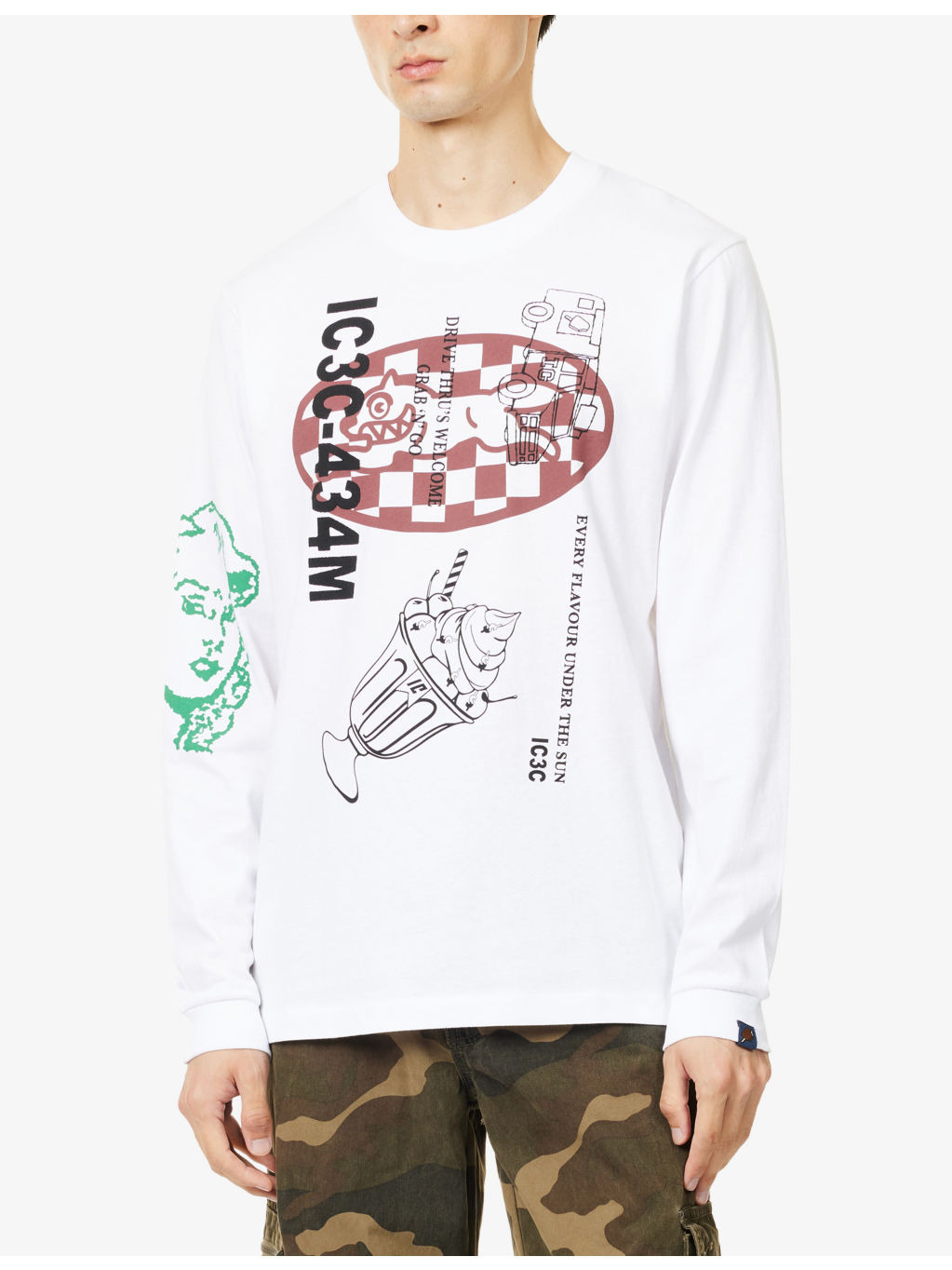 Multi Graphic Long-Sleeves Cotton-Jersey T-Shirt - 3