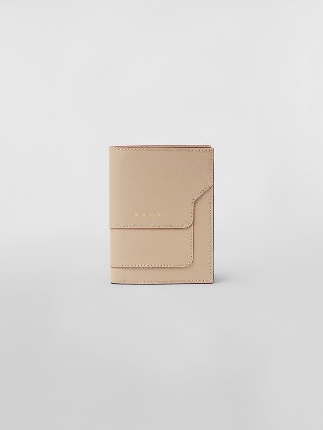 BEIGE SAFFIANO LEATHER BI-FOLD WALLET 1
