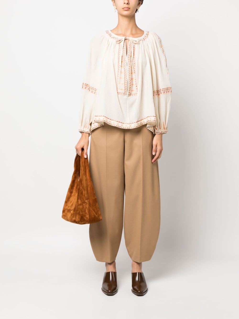 sequin-embellished embroidered blouse - 2
