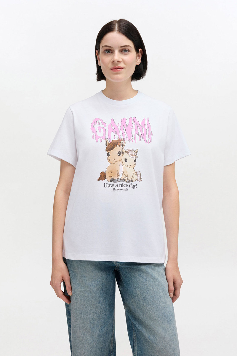 GANNI GRAPHIC COTTON T-SHIRT outlook