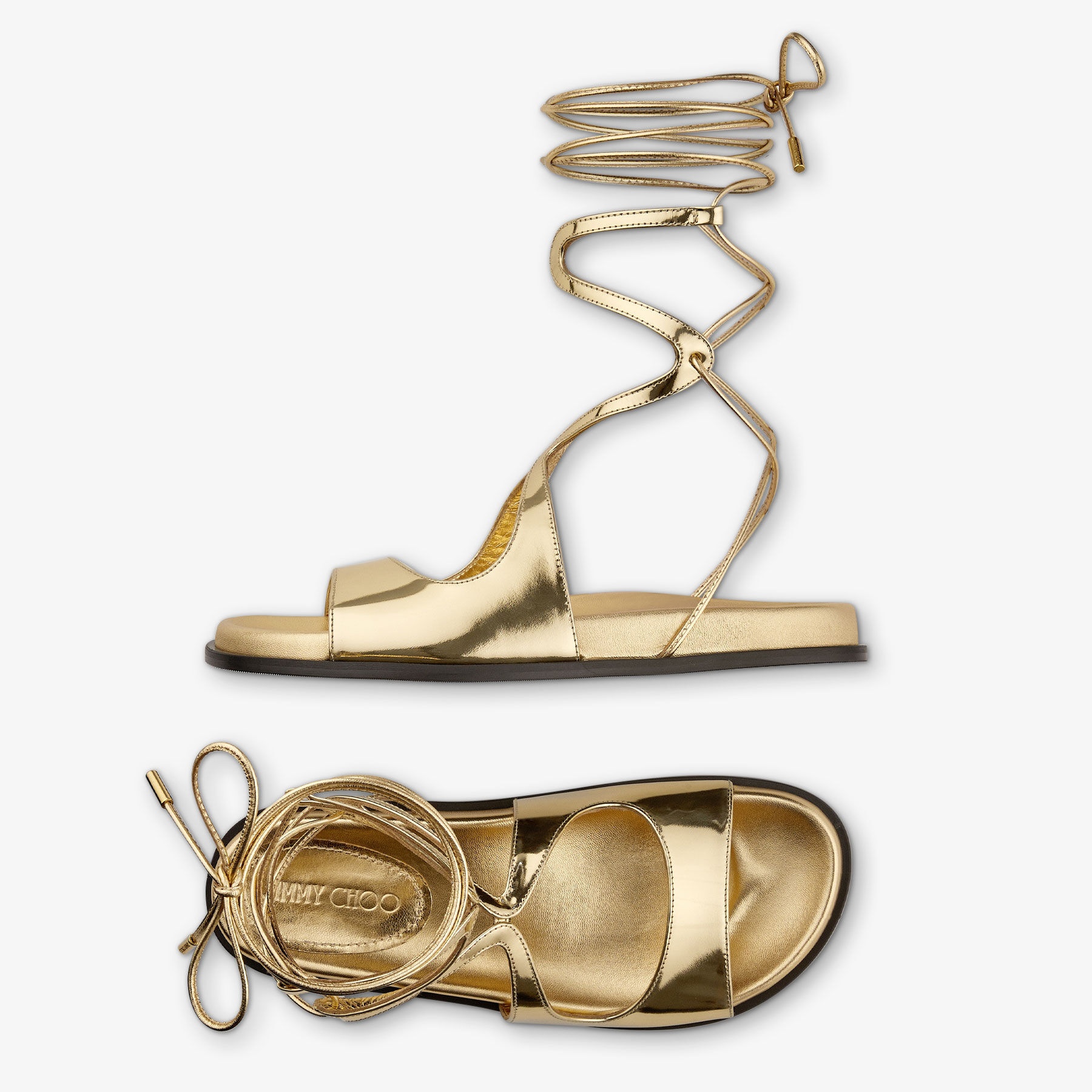 Azure Flat
Gold Liquid Metal Leather Flat Sandals - 5