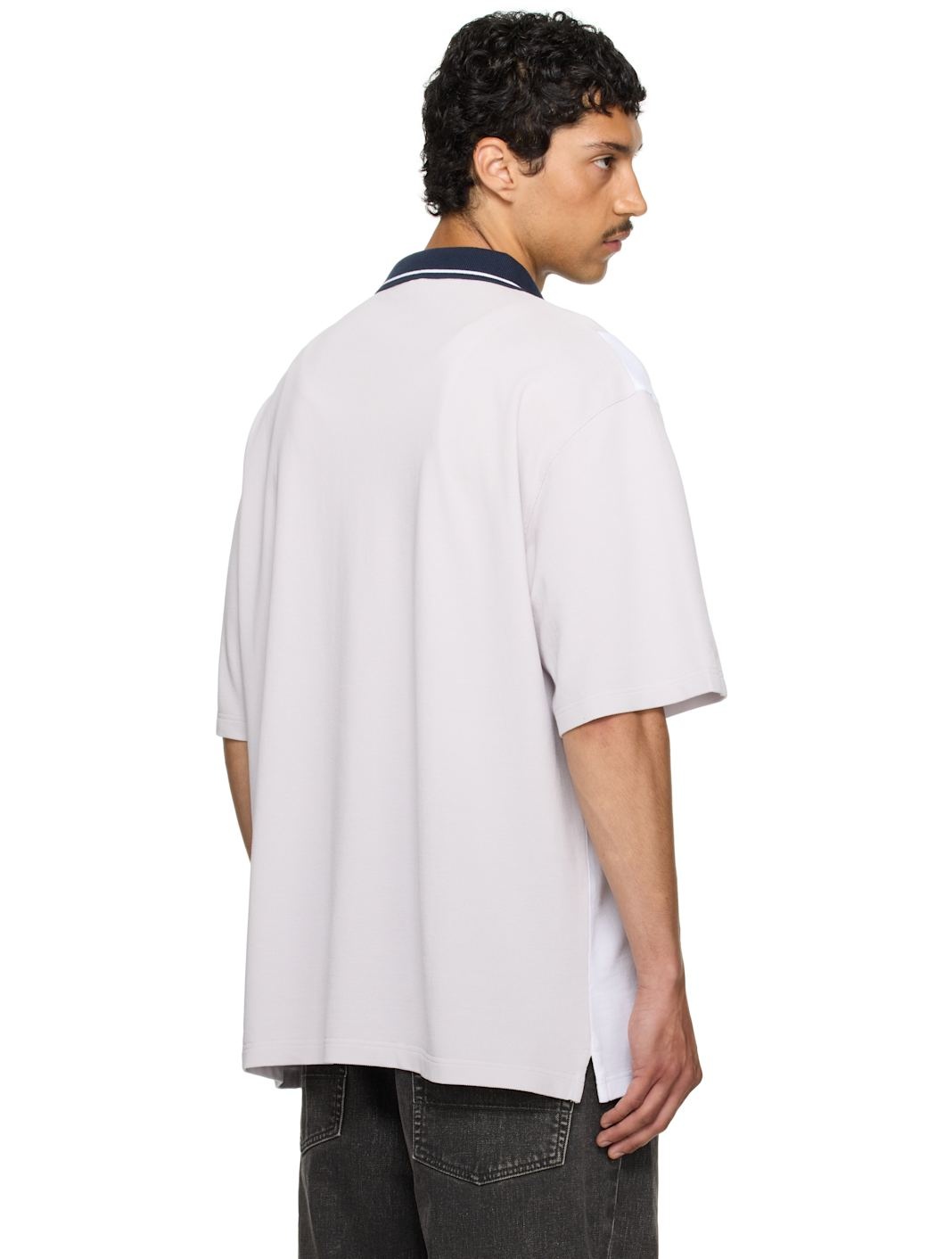 SSENSE Exclusive Gray & Navy Oversized Panelled Polo - 3