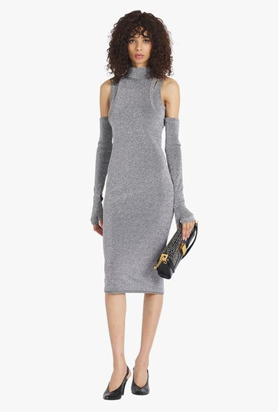 Balmain Silver mid-length dress with long gloves outlook