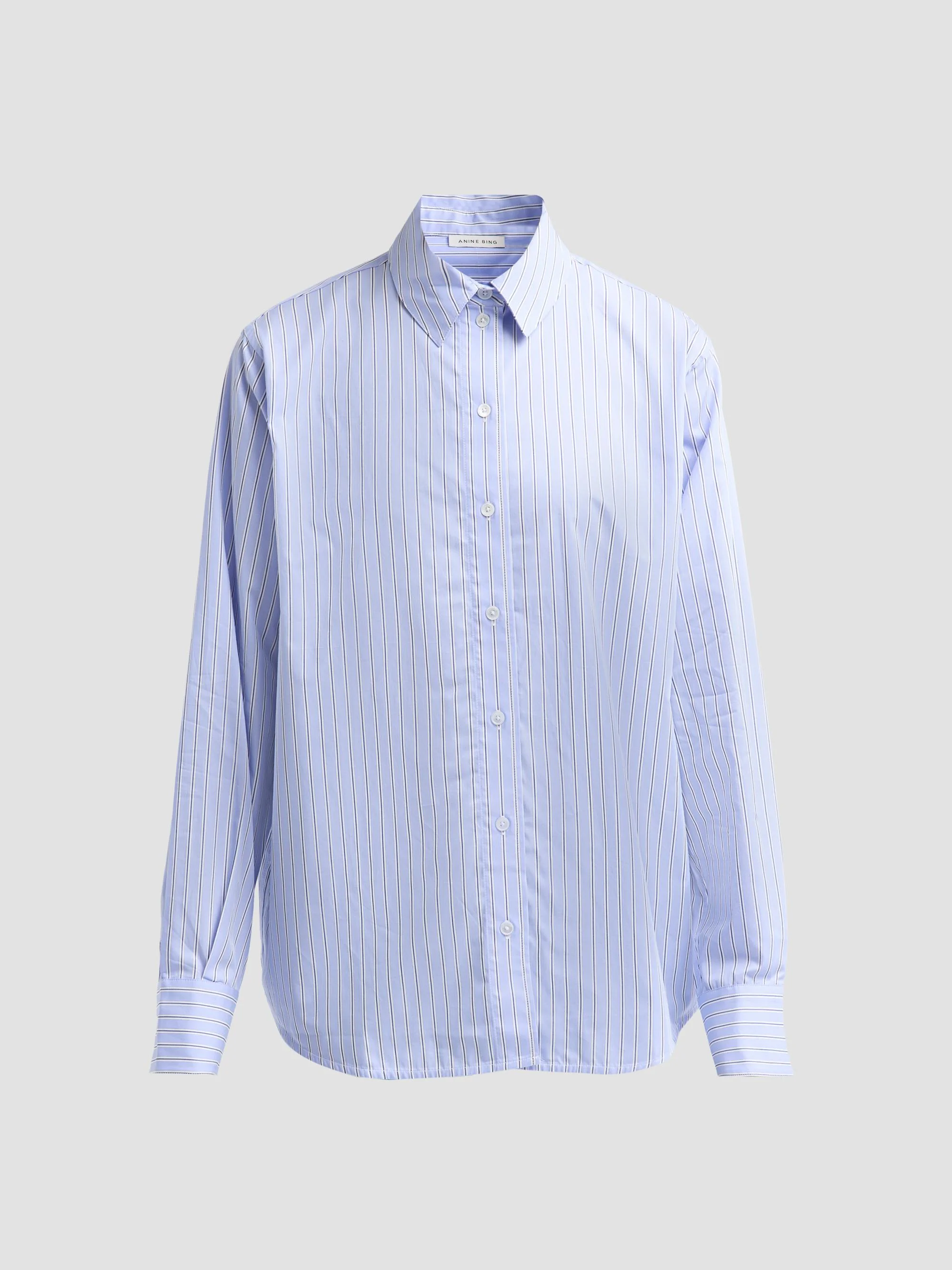 Women's Essie Striped Cotton Button-Front Shirt - Washed Blue - 1