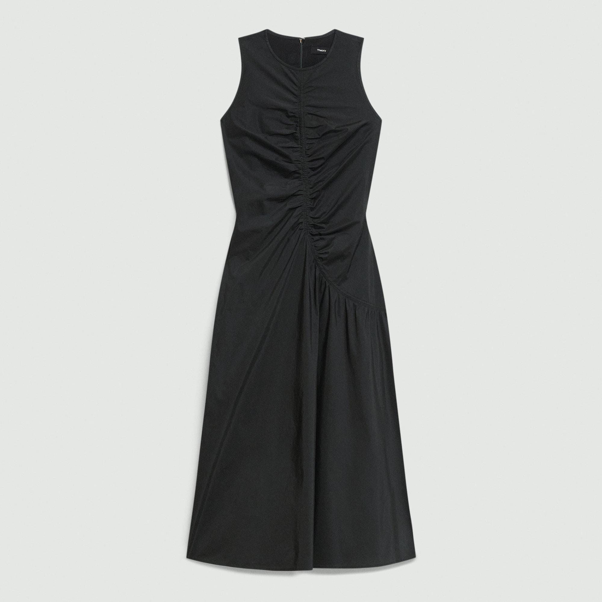 Ruched Asymmetrical Midi Dress in Cotton-Blend - 1