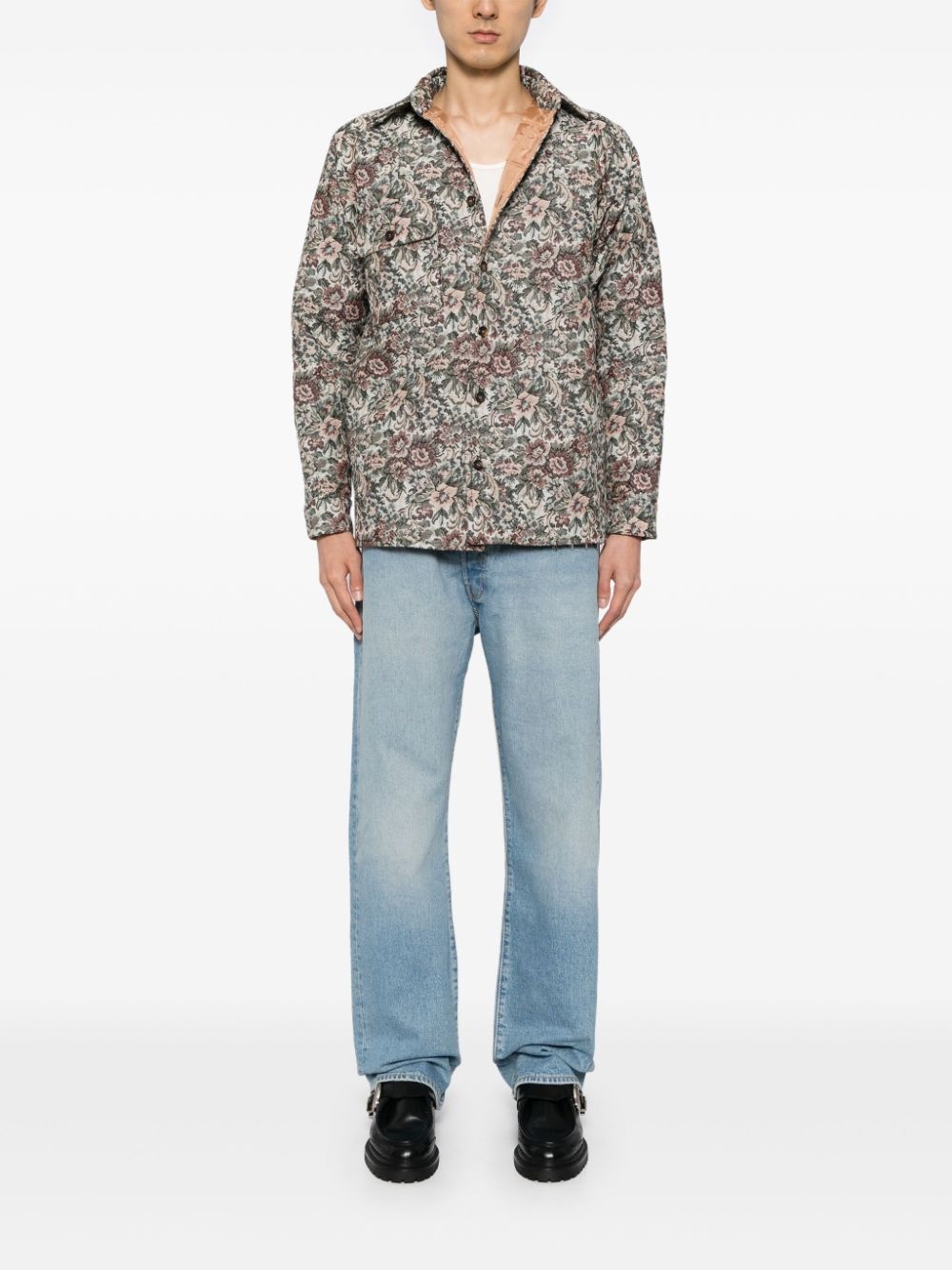 floral-print shirt jacket - 2