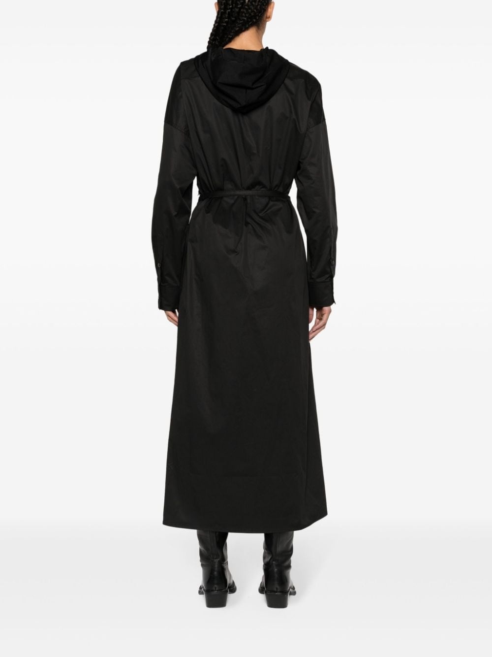 long-sleeved hooded wrap dress - 4